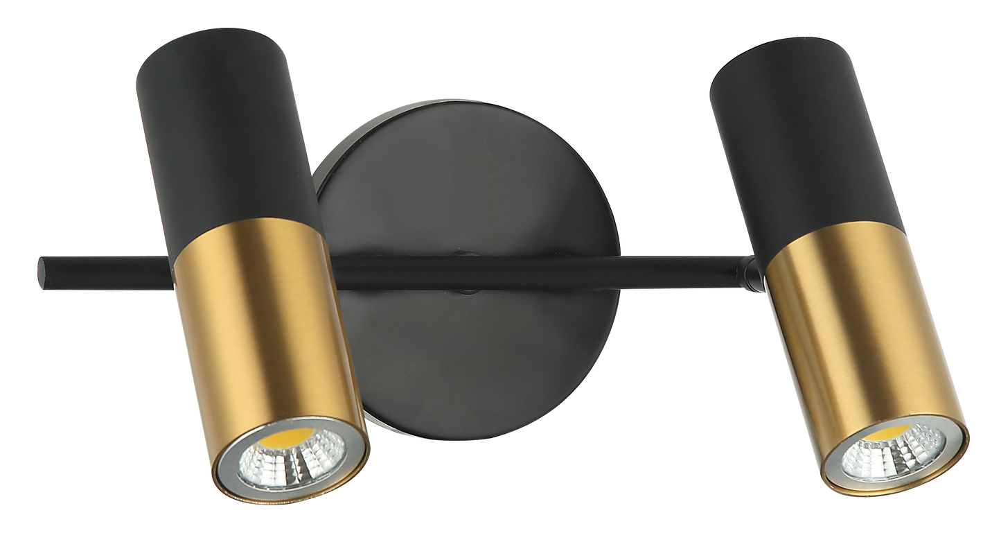 Luminaria de pared Grigo negro y oro dos luces 3000k Tecnohome