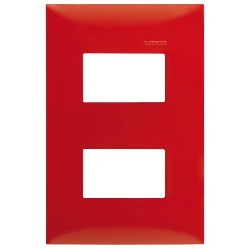 Placa de 2 módulos sin chasis rojo carmesí Simon 25 plus