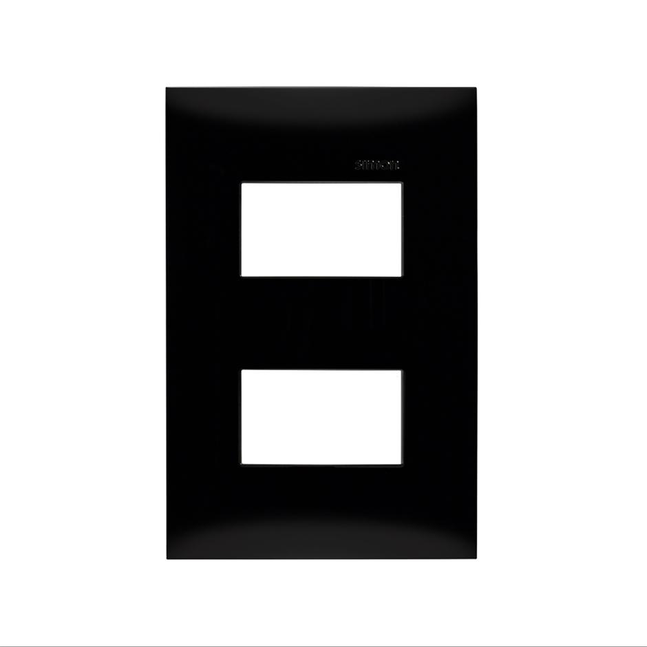 Placa de 2 módulos sin chasis negro ébano Simon 25 plus