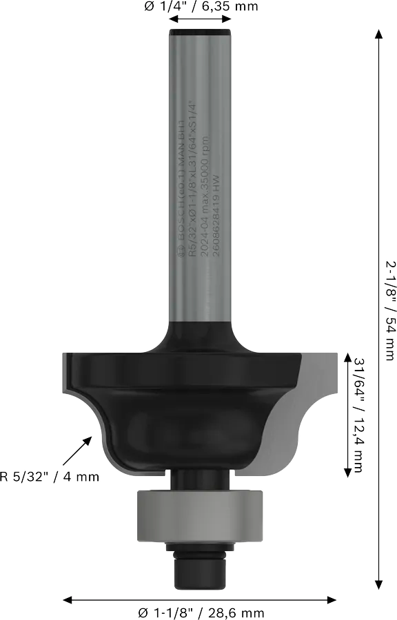 Fresa de perfil romano Bosch Pro de 5/32"
