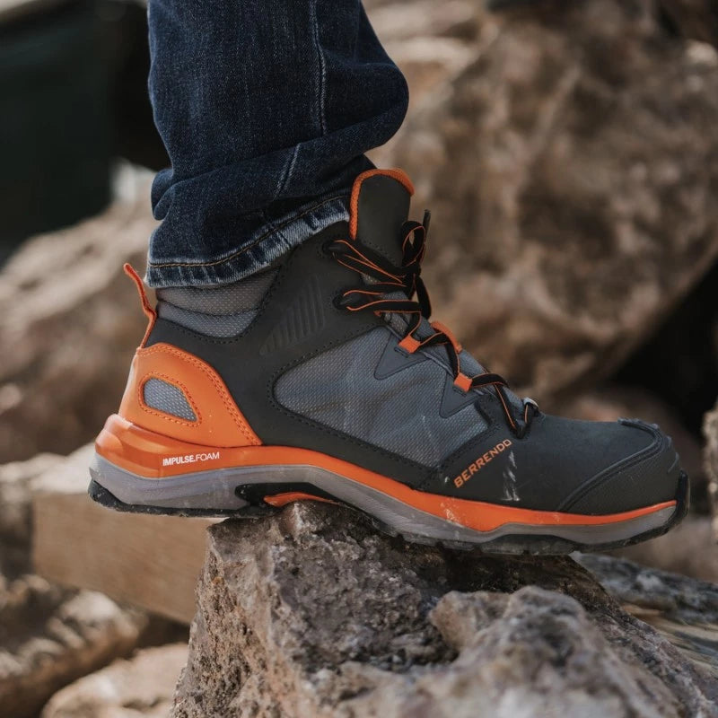 Botas de seguridad deportivas para hombre gris naranja Berrendo 7714