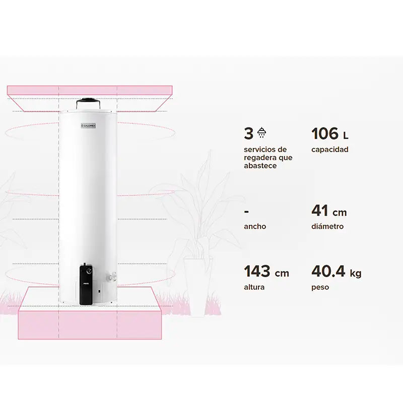 Calentador de depósito Calorex Fortis G-30 gas lp 106lt