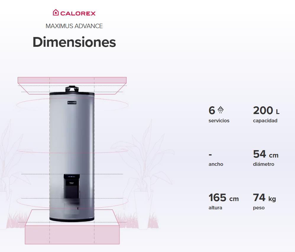 Calentador de depósito Calorex Maximus Advance G-60 gas lp de 200lt