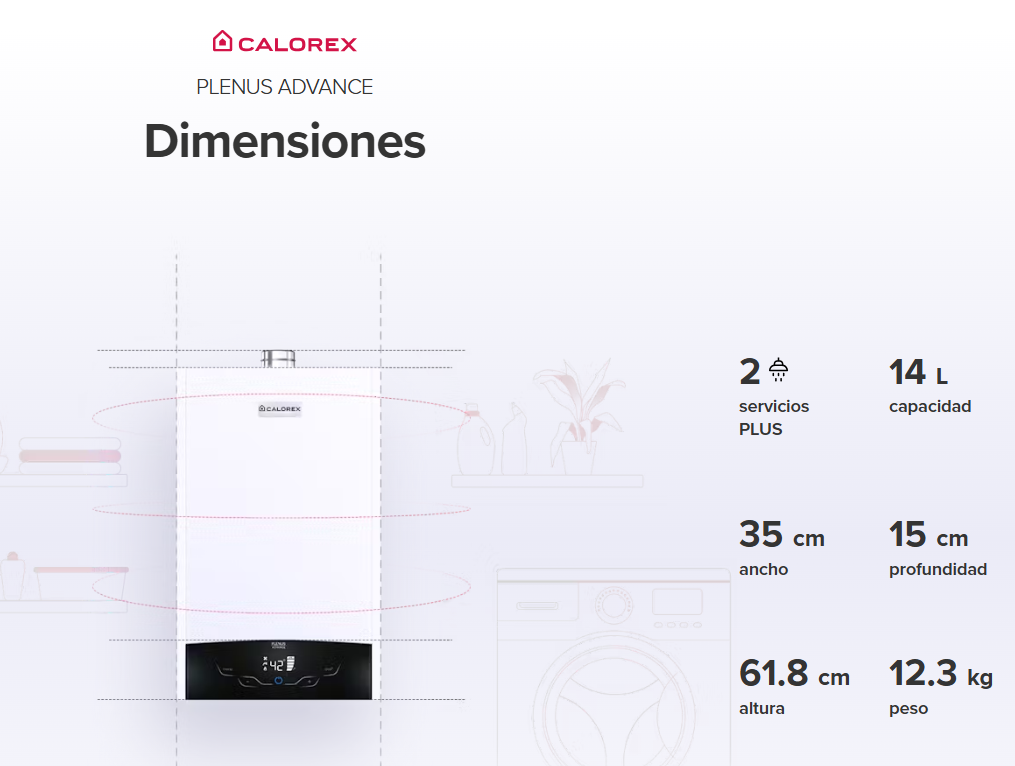 Calentador instantáneo Calorex Plenus Advance 14 gas lp