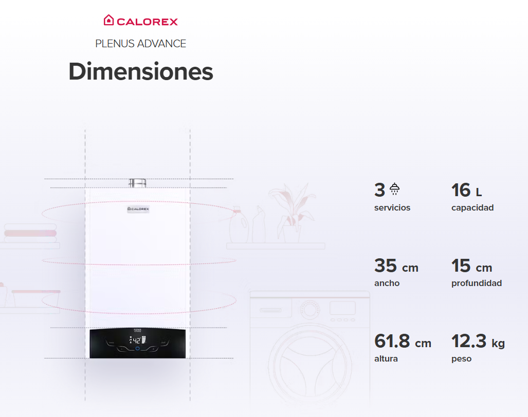 Calentador instantáneo Calorex Plenus Advance 16 gas lp