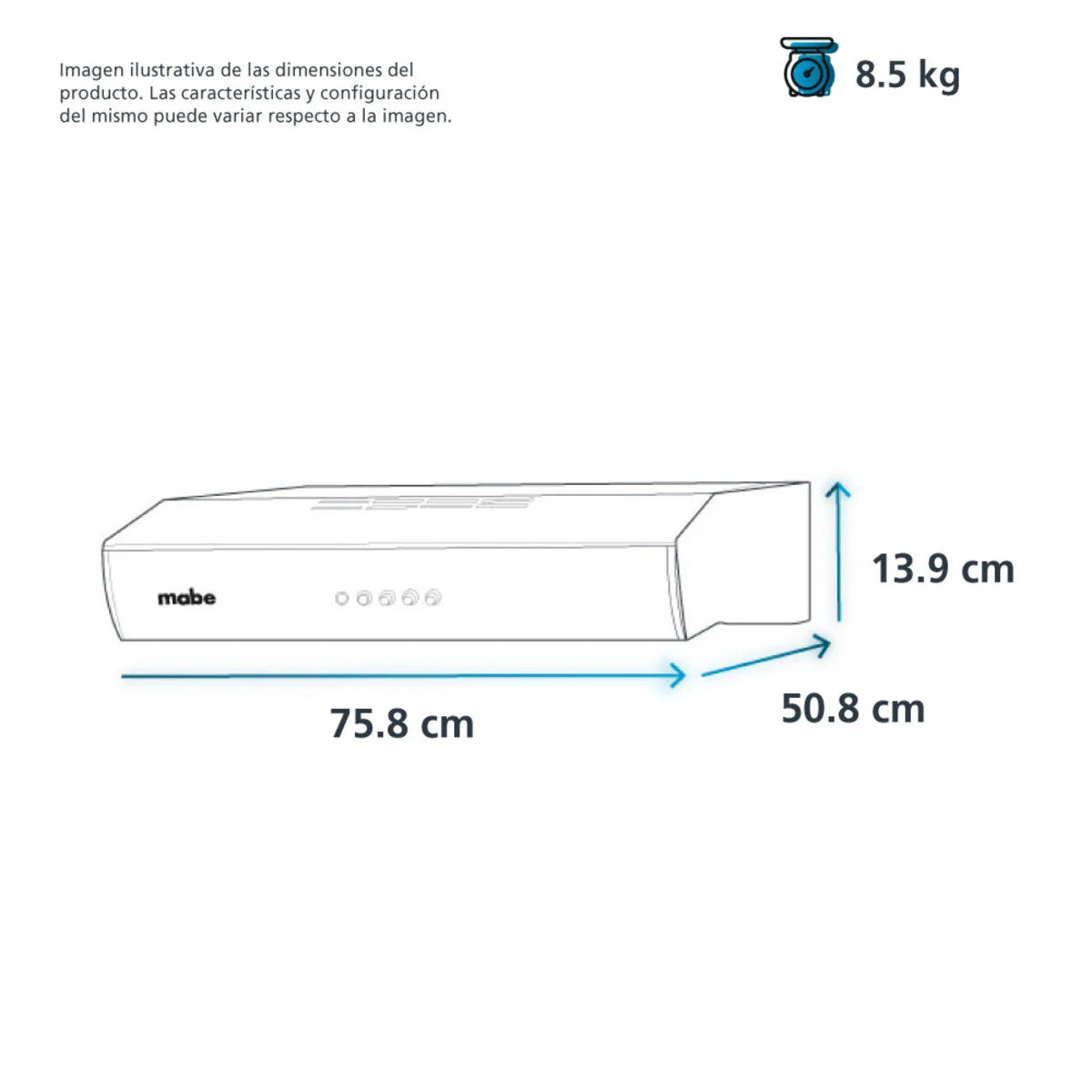 Campana de cocina Mabe plata mercury de 76 cm