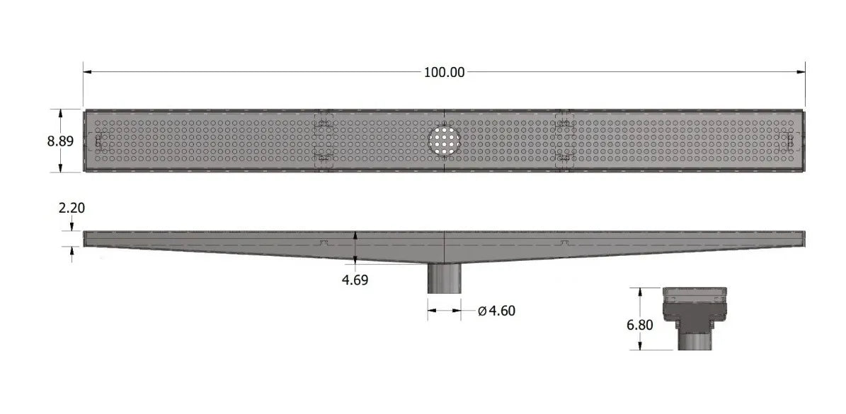 Coladera lineal Coflex PC-504 de 100cm para interior o exterior de acero inoxidable