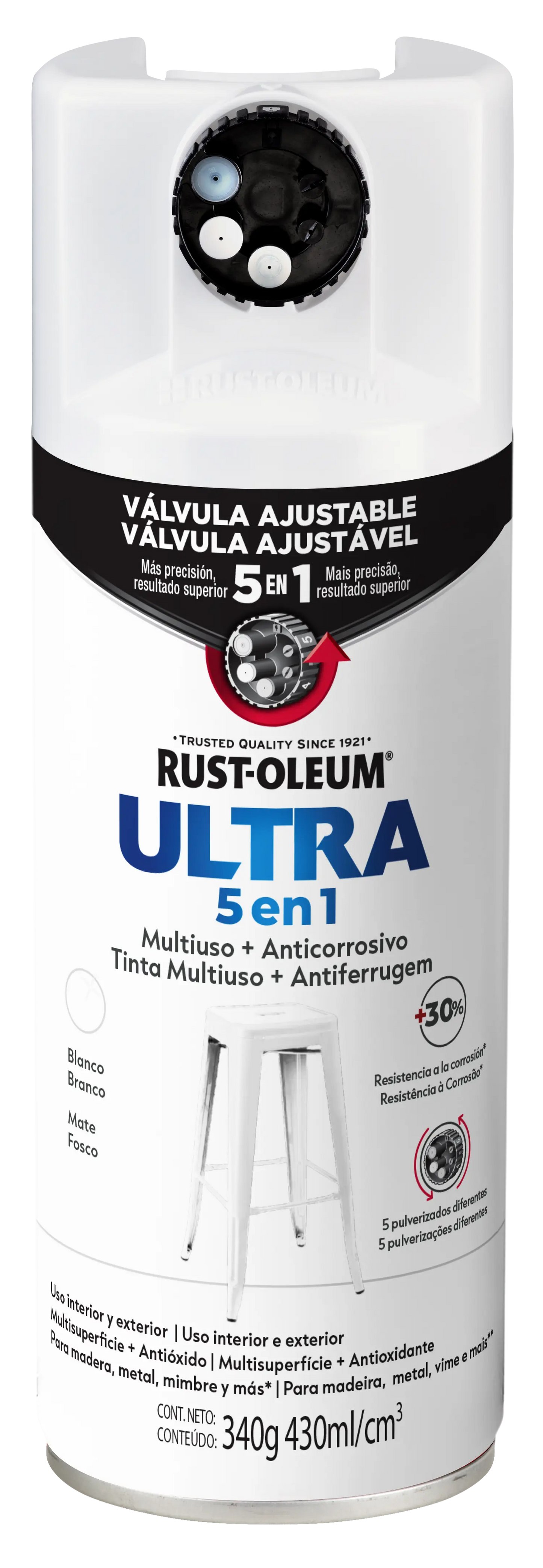 Pintura en aerosol Ultra 5 en 1 blanco mate 340 gr Rust Oleum