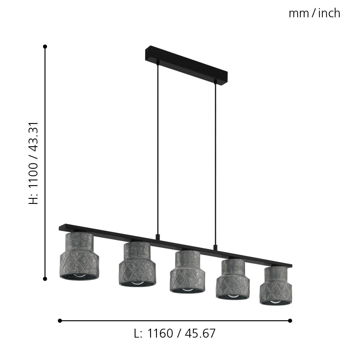 Lampara colgante Eglo Hilcott de 5 luces