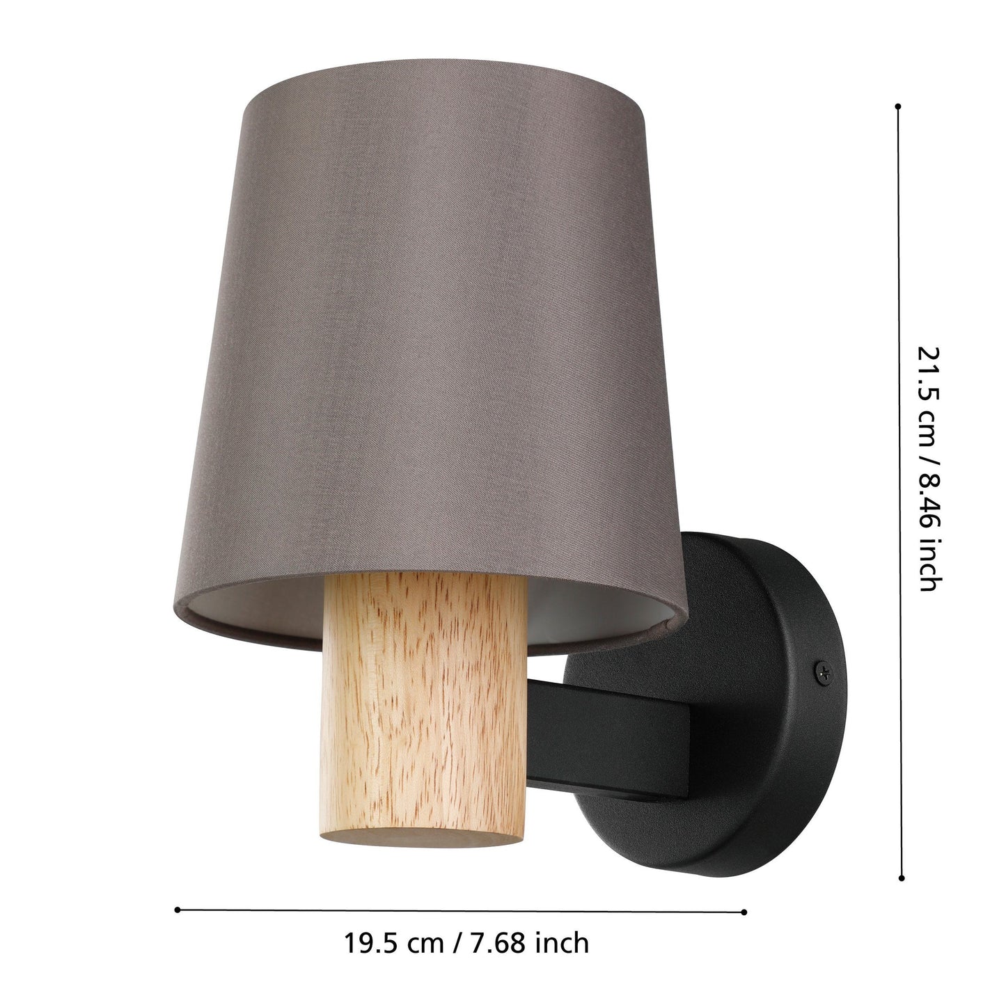 Lampara de pared Eglo Edale con acabado en madera y textil color capuchino