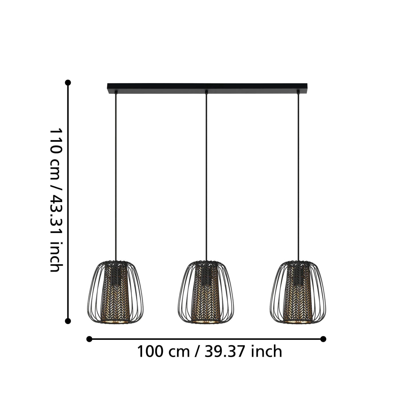 Lampara colgante Eglo Curasao de 3 luces