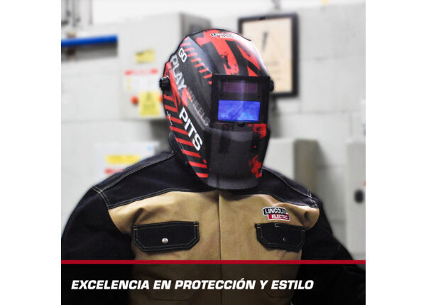 Careta electrónica para soldar Lincoln Pits 9-13 negro y rojo