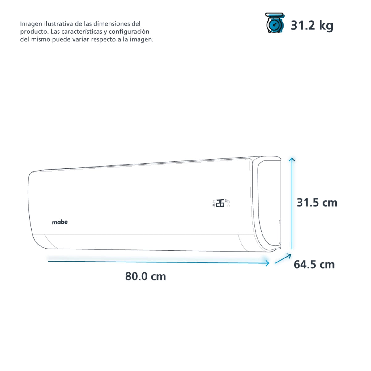 Aire acondicionado mini split blanco MABE frío y calor 1.5 toneladas 18,000 btu