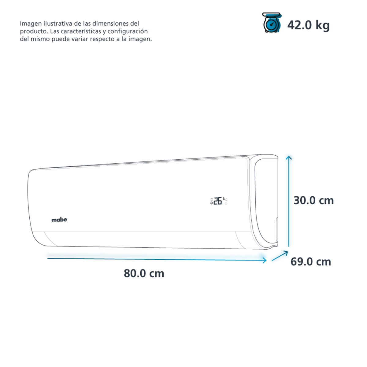 Aire acondicionado mini split blanco MABE frío y calor 220V 2 toneladas 24000 btu