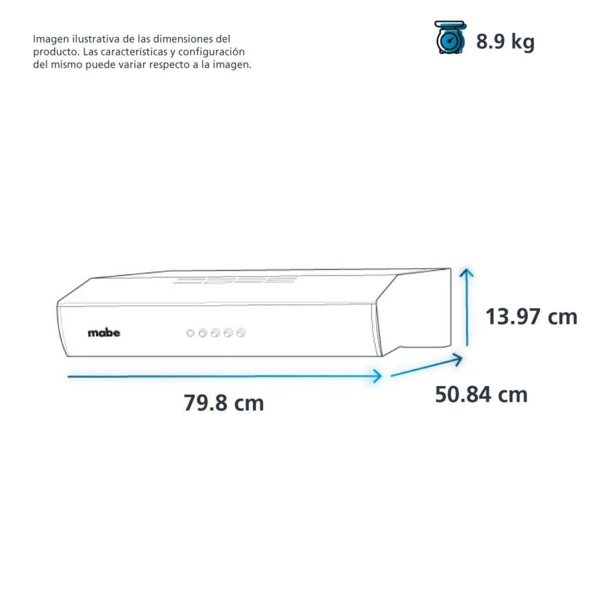 MABE Campana de pared CMPU801NX0 negro de 80 cm
