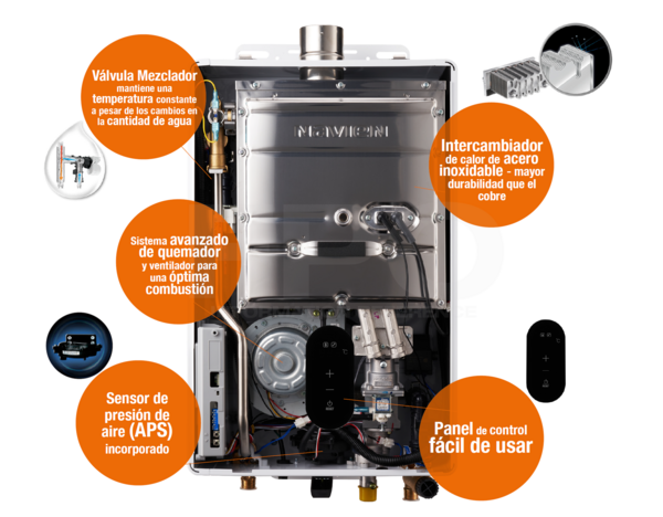 Calentador instantáneo Navien NHW500 gas lp