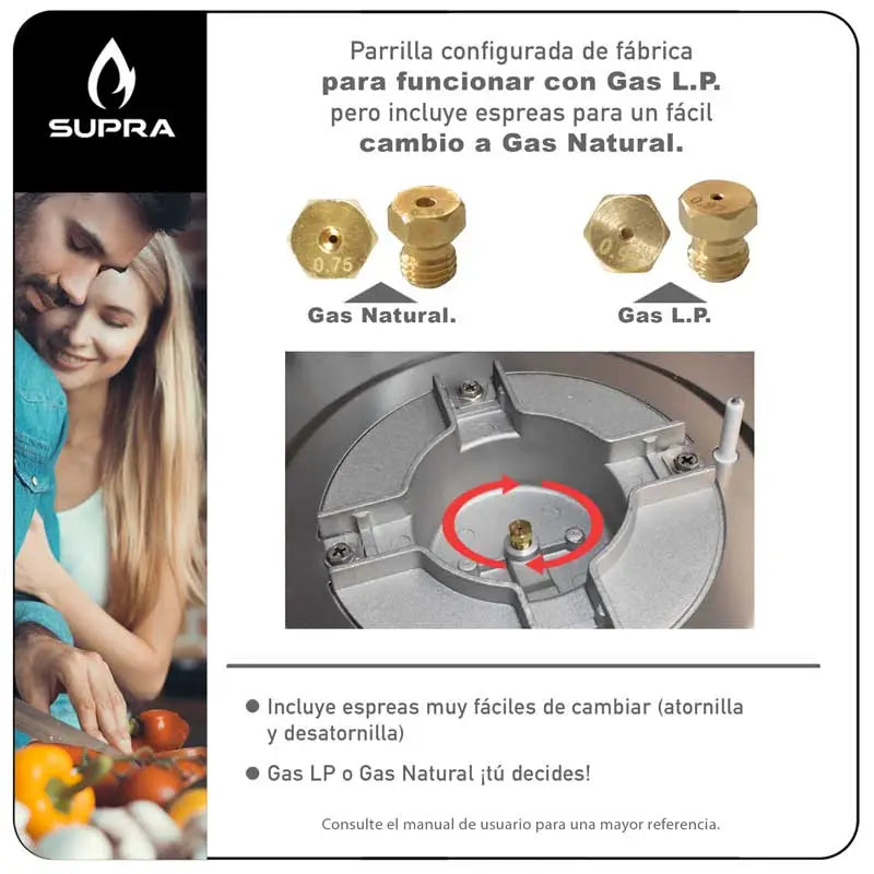 Parrilla de gas empotrable Exquisit Supra con 4 quemadores