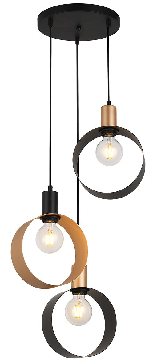 Lámpara colgante Olympia Tecnohome negro y dorado