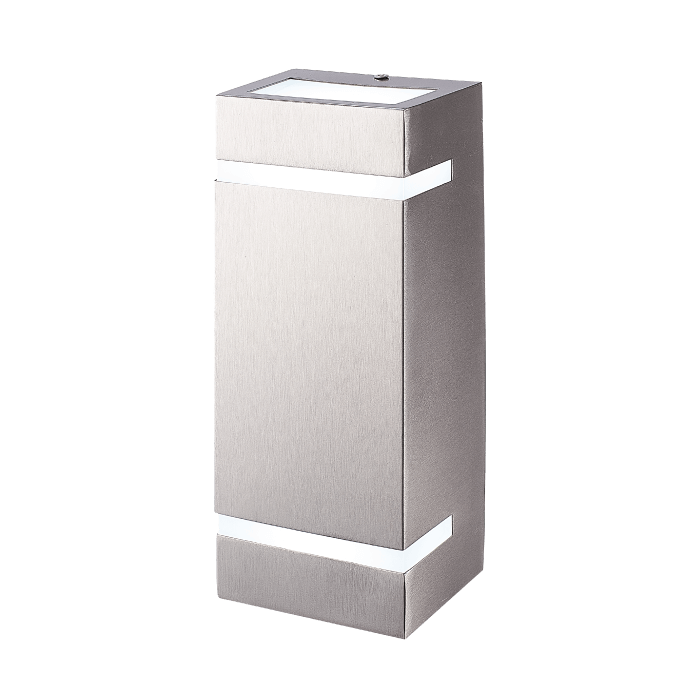 Luminario Lyra II Trishman acero para exterior a muro