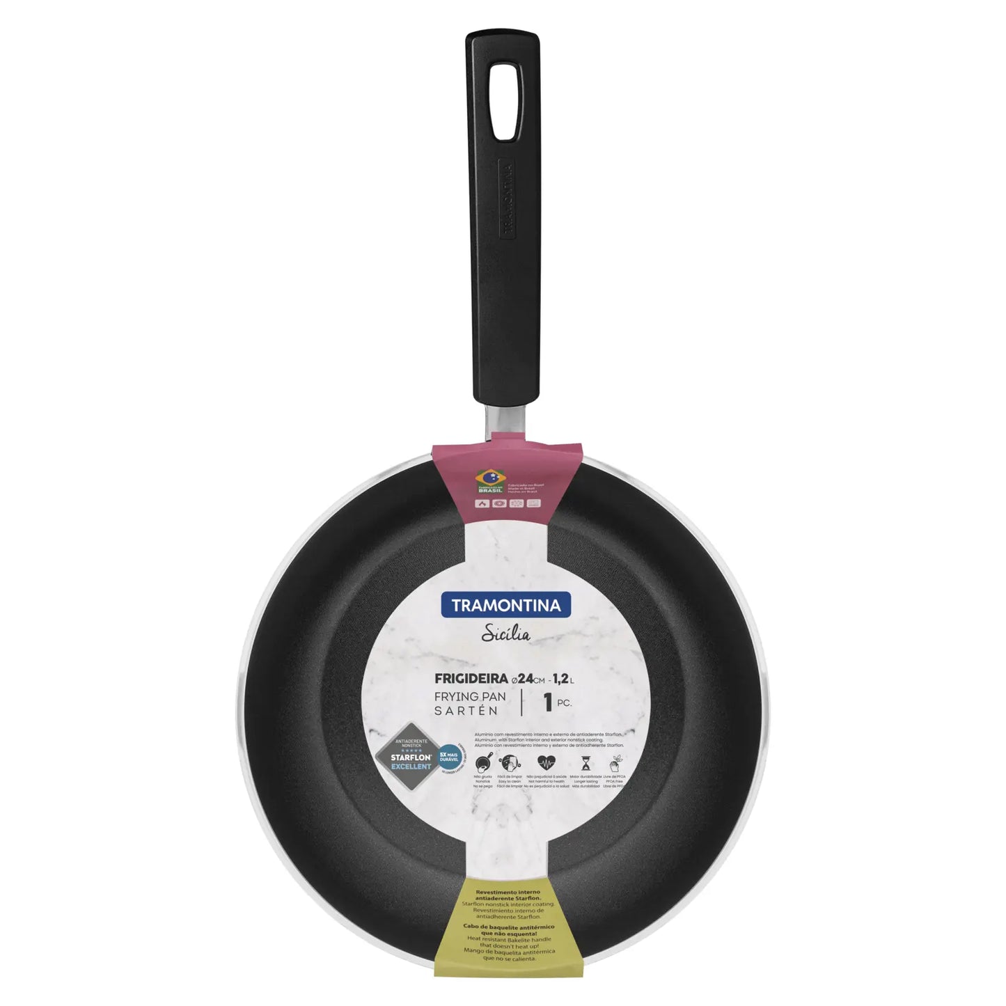 Sartén Sicília starflon excellent rojo de 24 cm Tramontina