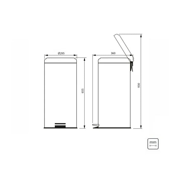 Cesto de basura Lixeiras Tramontina de 30L acero inoxidable