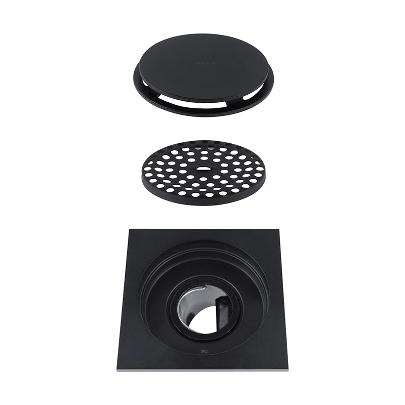 Coladera cuadrada vista redonda negra Urrea