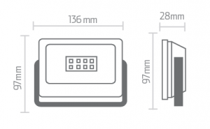 Reflector slim para exterior 10w 3000k Ipsa