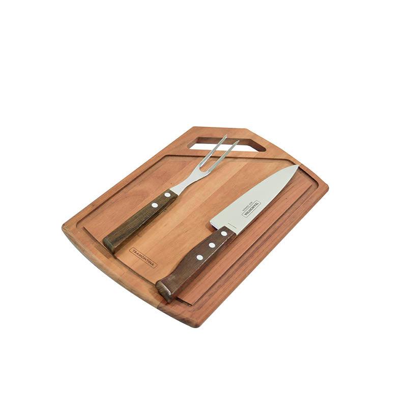 KIT PARA ASADO TRAMONTINA TABLA, CUCHILLO Y TRINCHE - GRUPODONPEDRO