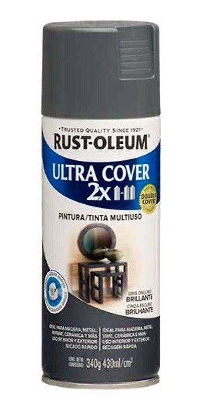 Pintura multiusos en aerosol brillante ultra cover 2x - gris oscuro brillante