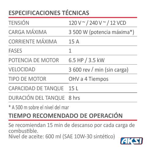 GENERADOR DE LUZ 3500W AKSI - GRUPODONPEDRO