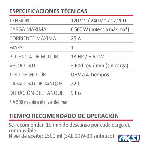 GENERADOR DE LUZ 6500W AKSI - GRUPODONPEDRO