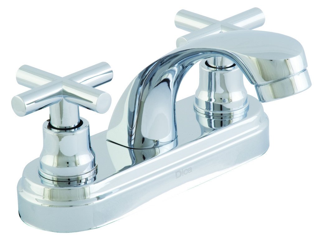 Mezcladora ecologica de 4'' para lavabo con manerales de cruceta Dica 4039