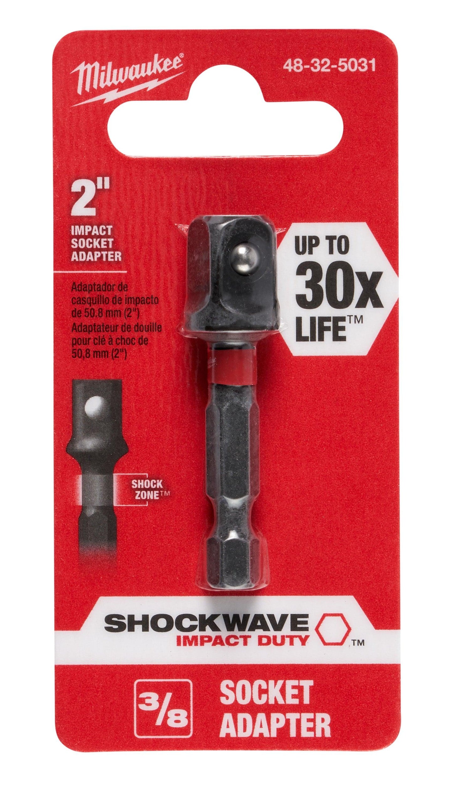 ADAPTADOR DE ENCHUFE CUADRADO SHOCKWAVE 1/4" HEXAGONAL A 3/8" - GRUPODONPEDRO