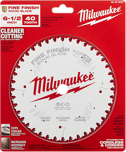Hoja de sierra circular acabado fino de 6-1/2'' 40t Milwaukee