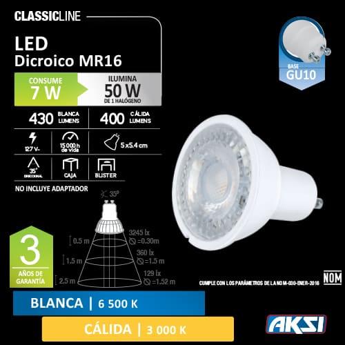 FOCO LED DICROICO MR16 7W 6500K GU10 - GRUPODONPEDRO