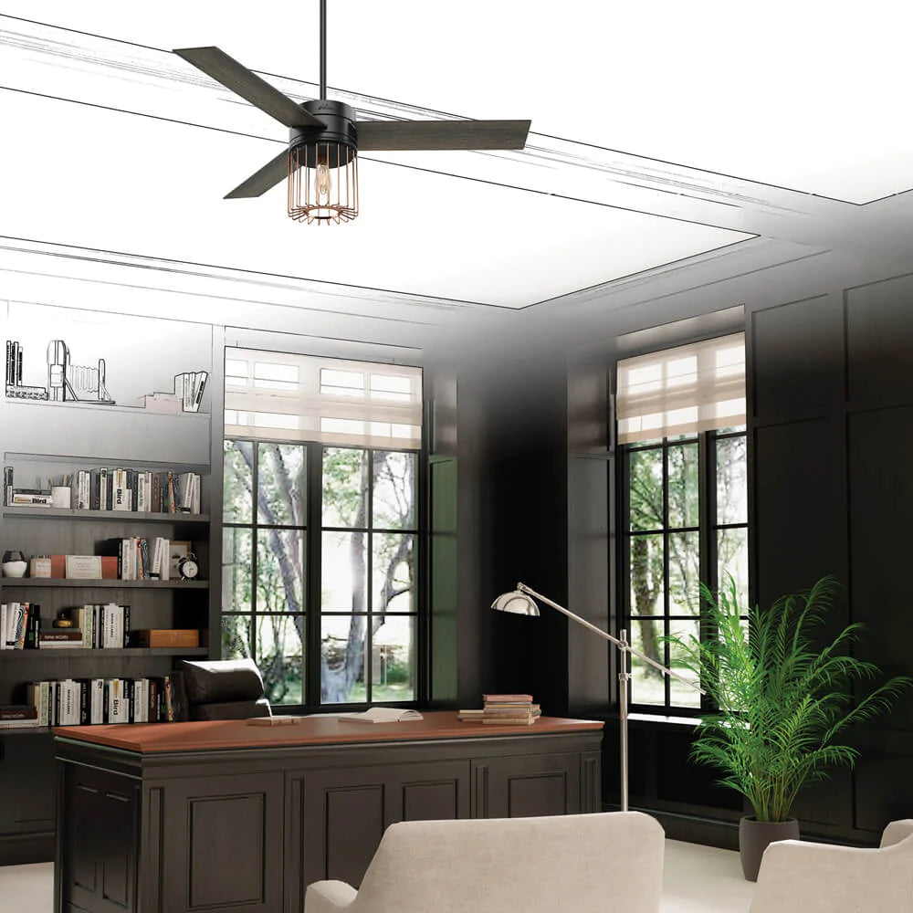 Ventilador de techo ronan negro mate de 52'' de aspas reversibles Hunter