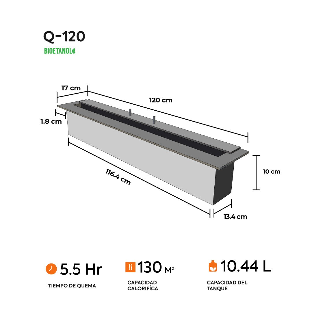 Quemador empotrable q-120 etanol Hg Fire