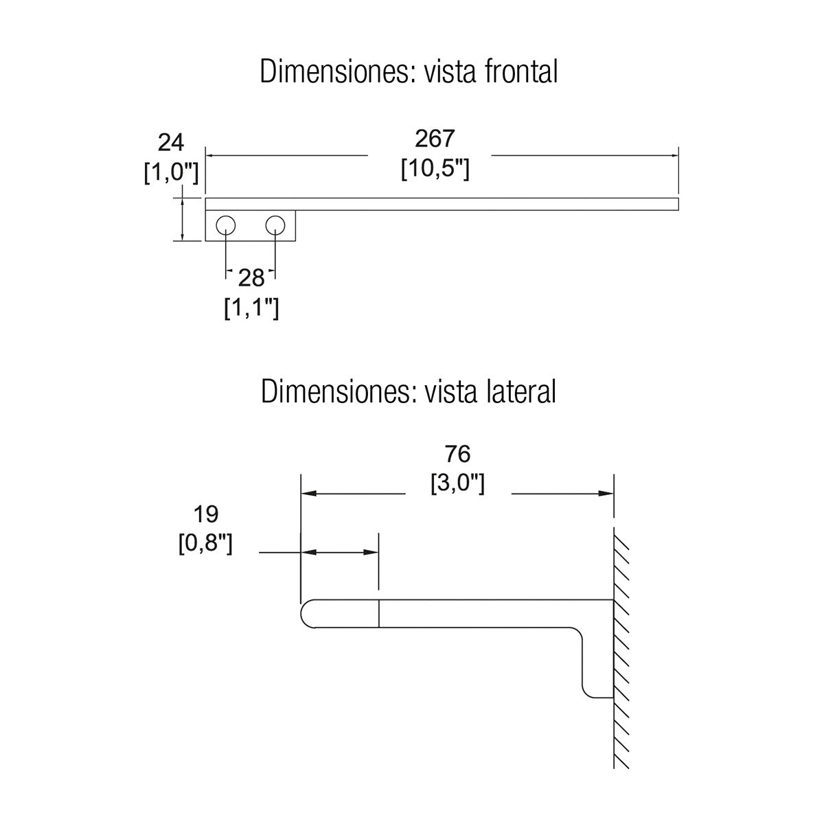 Toallero sencillo access ebano Helvex