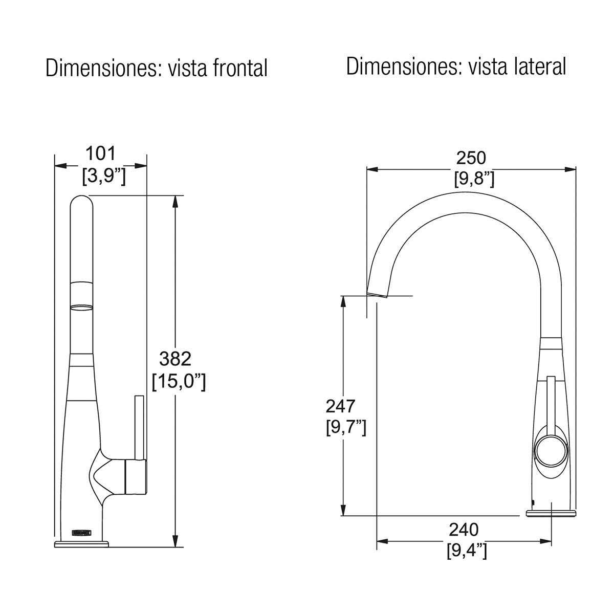 Monomando para fregadero Helvex e-310