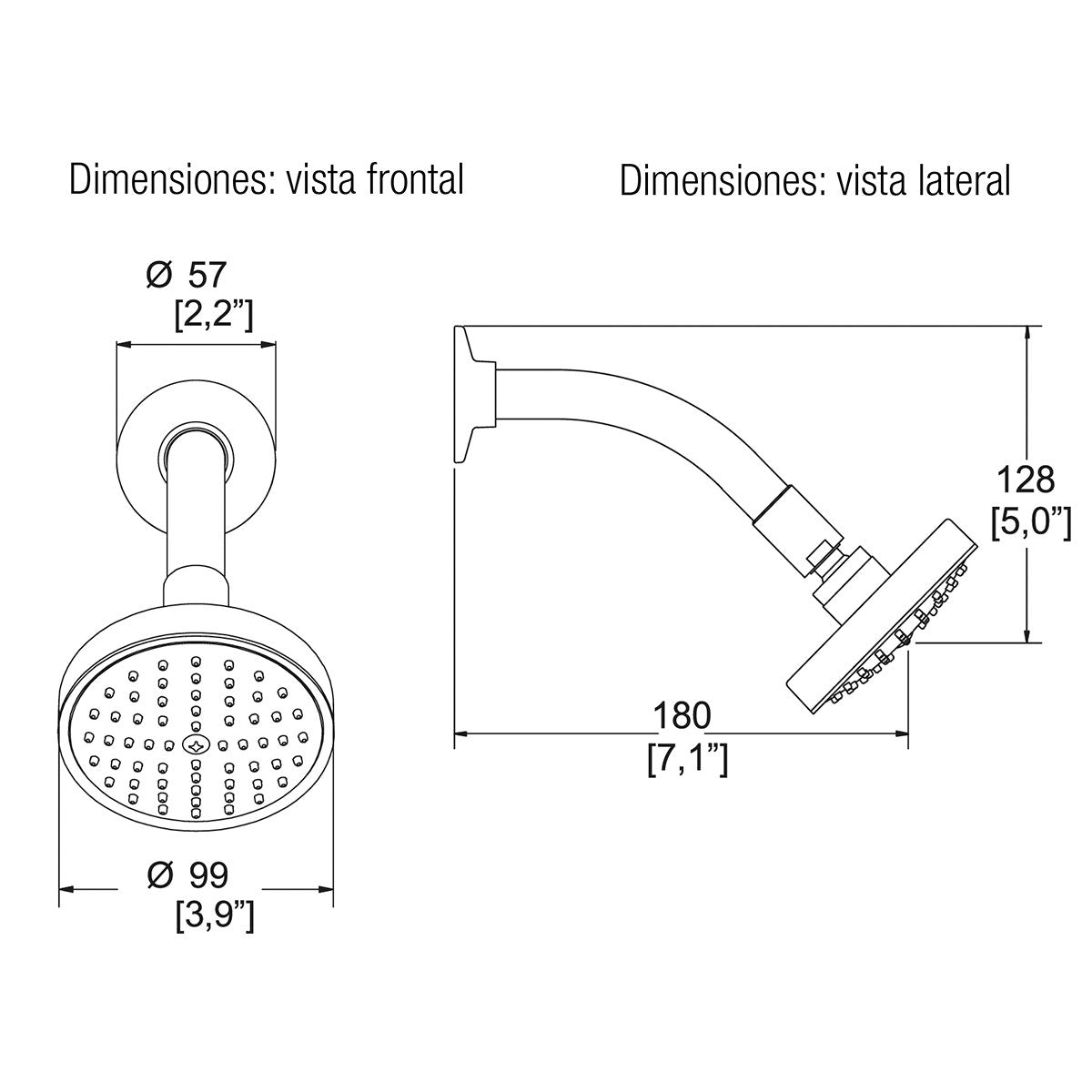 Regadera explora de chorro fijo Helvex h-201