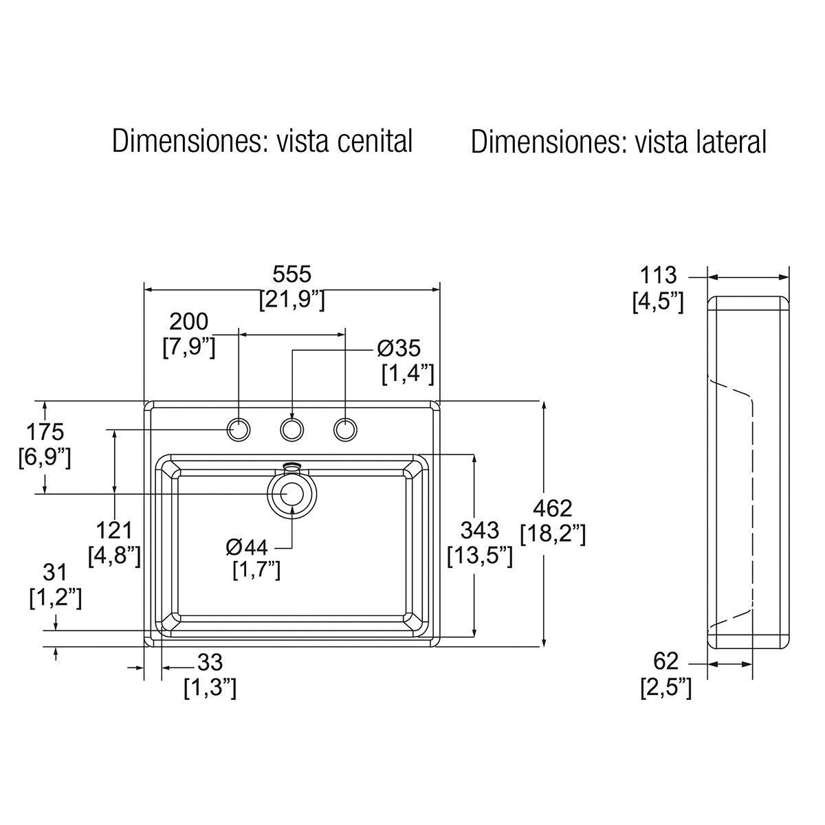 LAVABO LUCERNA 3 PERFORACIONES HELVEX BLANCO - GRUPODONPEDRO