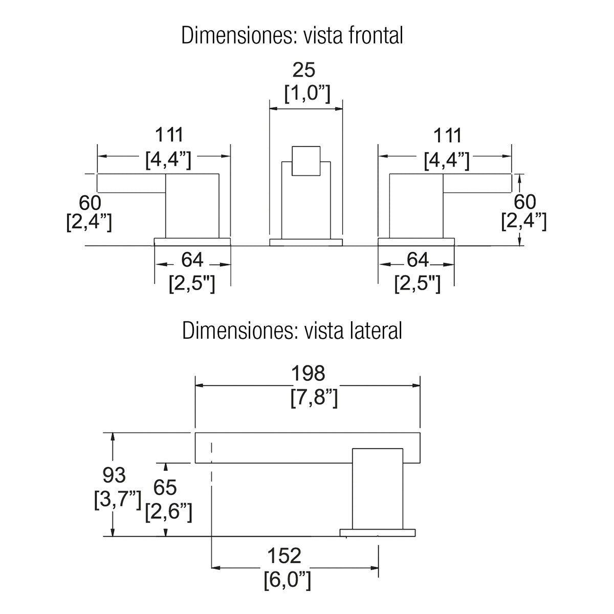 Mezcladora de lavabo kubica de 8'' Helvex mep-2114