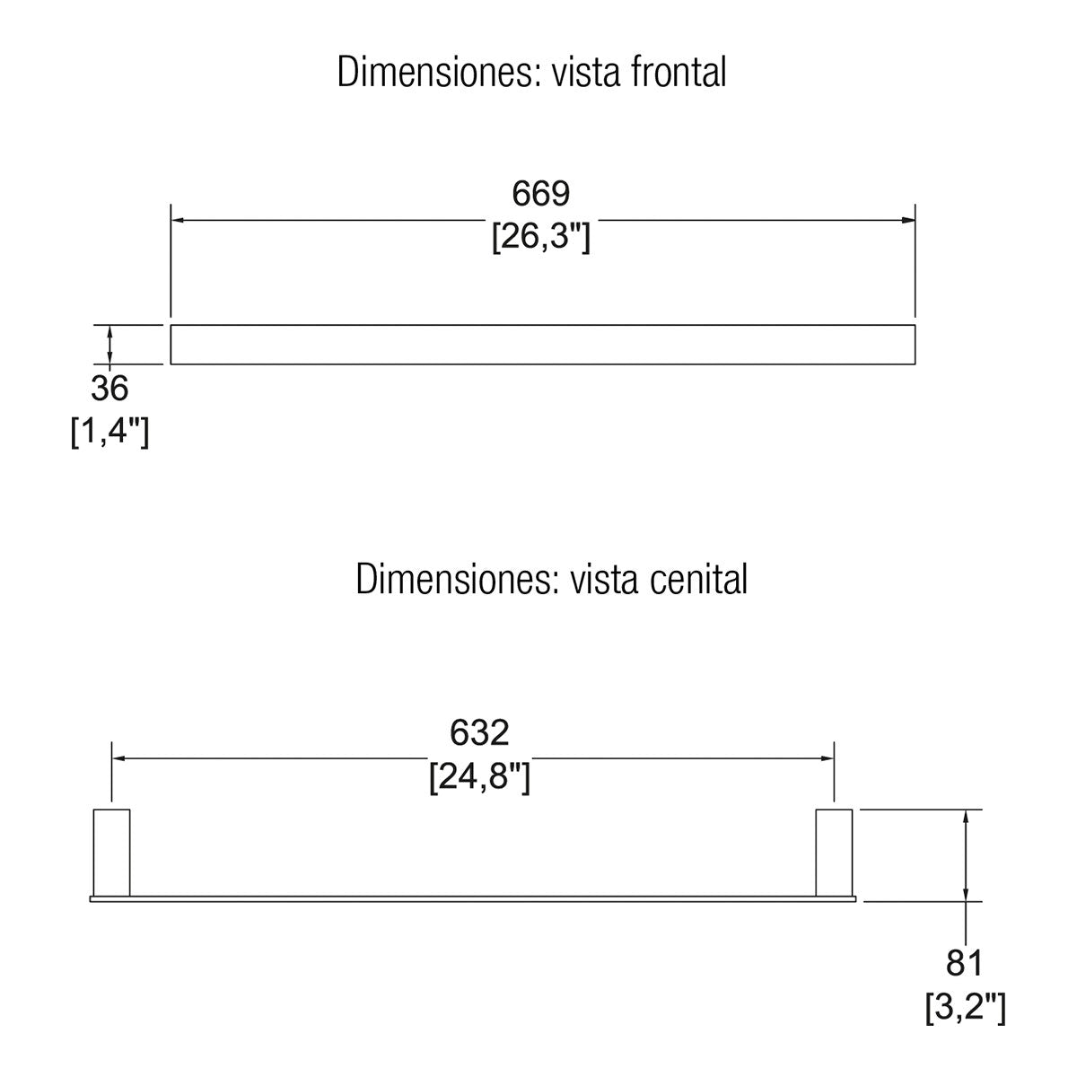 Toallero de barra maxima cromo Helvex 20105