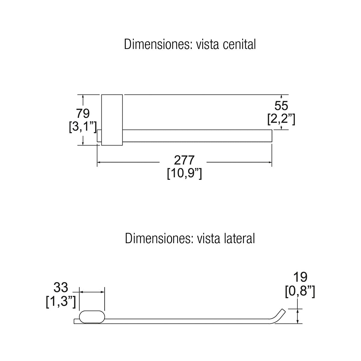 Toallero sencillo premier ebano Helvex