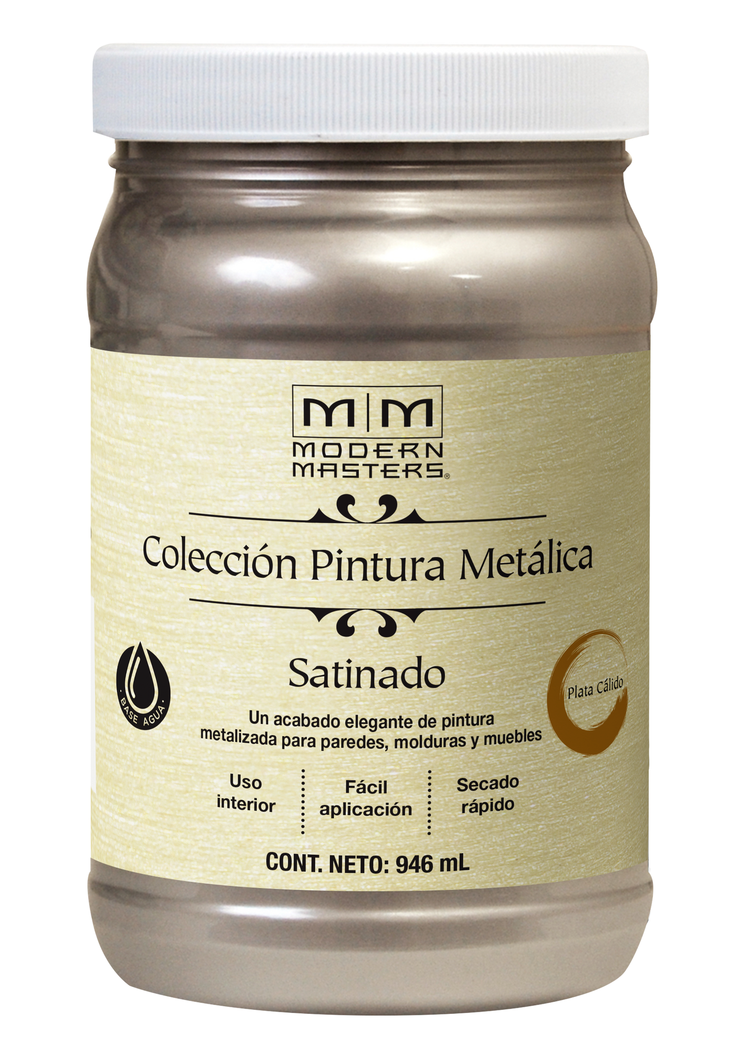 Pintura metalica modern masters plata calido satinado 946ml
