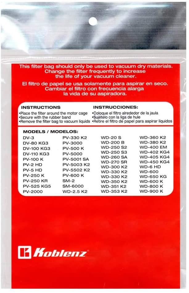 FILTRO MULTIUSOS PARA ASPIRADORAS KOBLENZ 3 PZAS - GRUPODONPEDRO