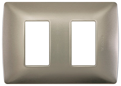 Placa de aluminio perla 2 modulos con chasis quinziño mx Bticino