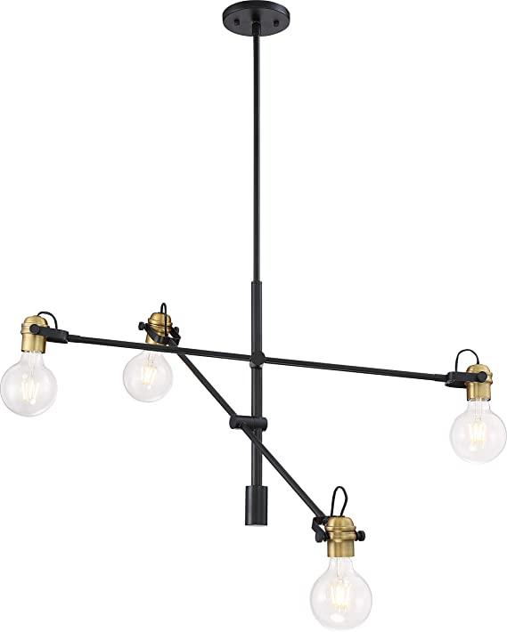 LAMPARA COLGANTE LIGERO MANTRA 4 LUCES LATON NEGRO SATCO - GRUPODONPEDRO
