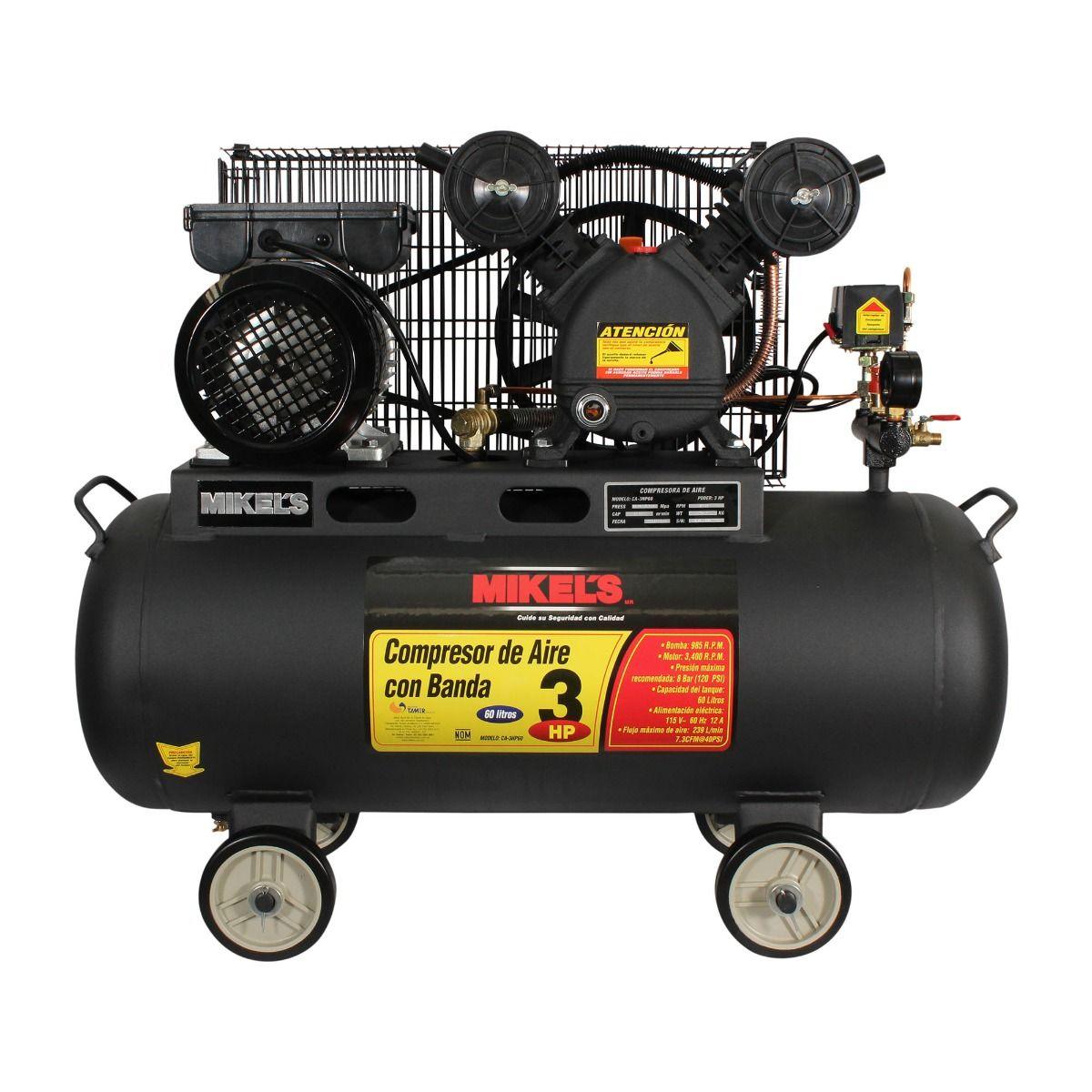 COMPRESOR DE AIRE 3HP CON BANDA 60LTS - GRUPODONPEDRO