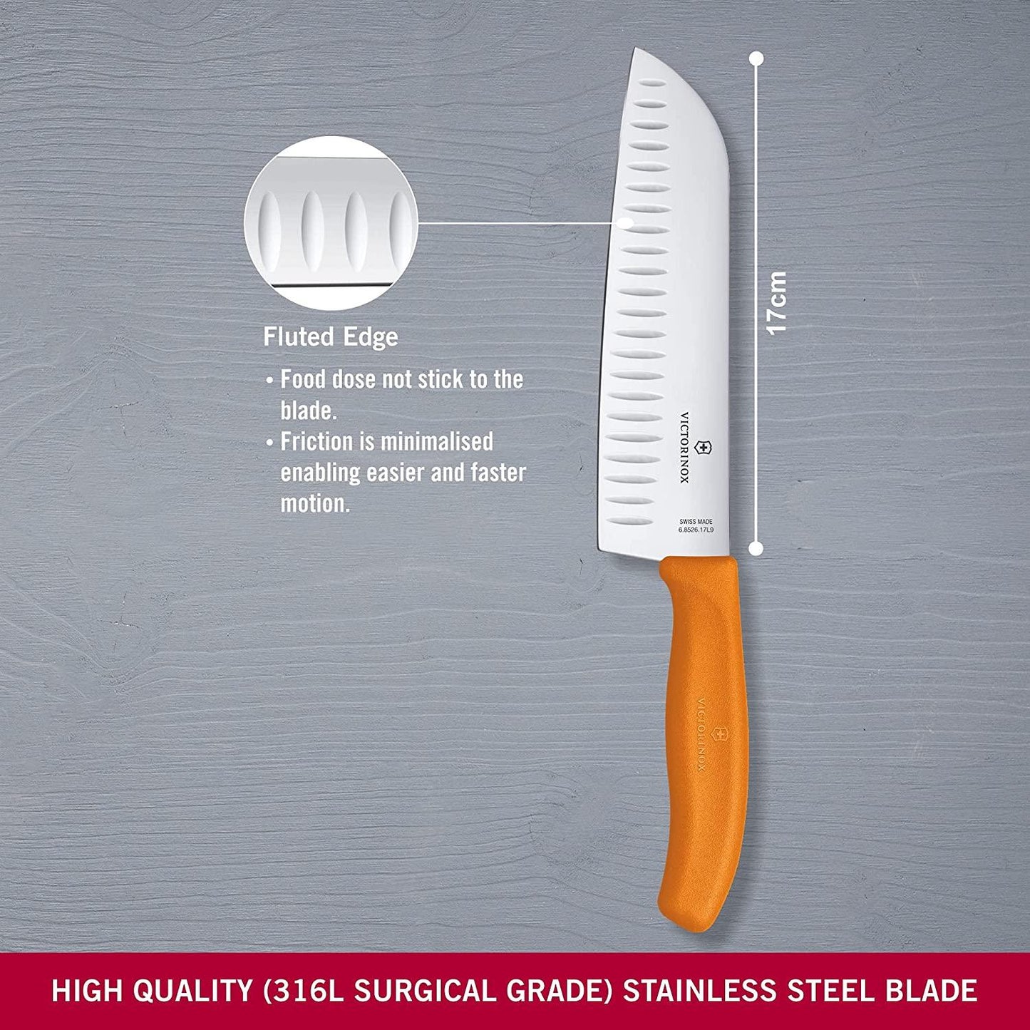 CUCHILLO SANTOKU NARANJA 17CM VICTORINOX - GRUPODONPEDRO